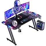 HLONONE 120 x 60cm Gaming Tisch, Gaming Schreibtisch mit LED, PC Tisch Gaming mit...