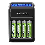 VARTA LCD Plug Ladegerät für AA/AAA/9V und USB-Geräte (inkl. 4x AA 2100 mAh) schwarz