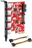Inateck PCIe USB 3,0 Karte (5 Ports), 20-poliger Anschluss mit 15-Poligem SATA-Anschluss, 4-poliges...