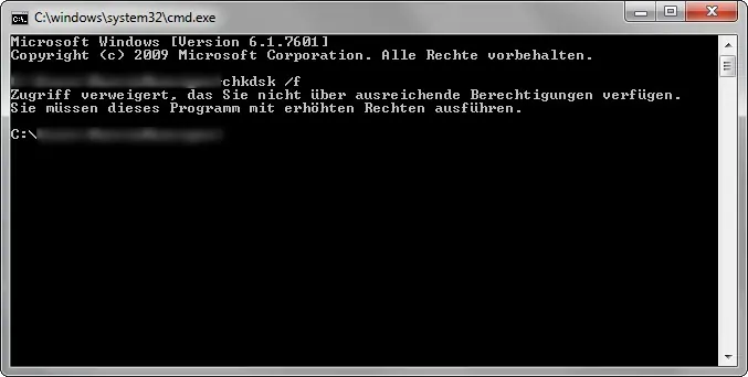 Zugriff Verweigert chkdsk /f