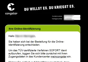 Congstar Online-Identifizierung