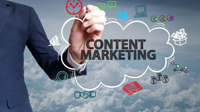 Content-Marketing als Schriftzug in einer Wolke