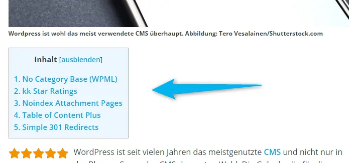 Table of Contents Plus Plugin für WordPress