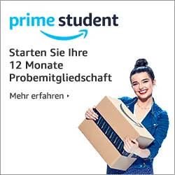 Amazon Prime Student Logo und Werbebotschaft