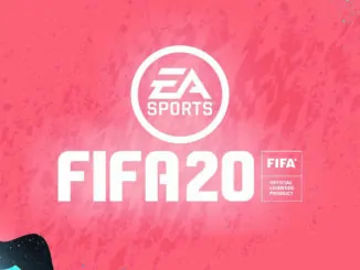 Fifa 20 Schrift EA Logo auf roten Hintergrund