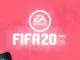 Fifa 20 Schrift EA Logo auf roten Hintergrund