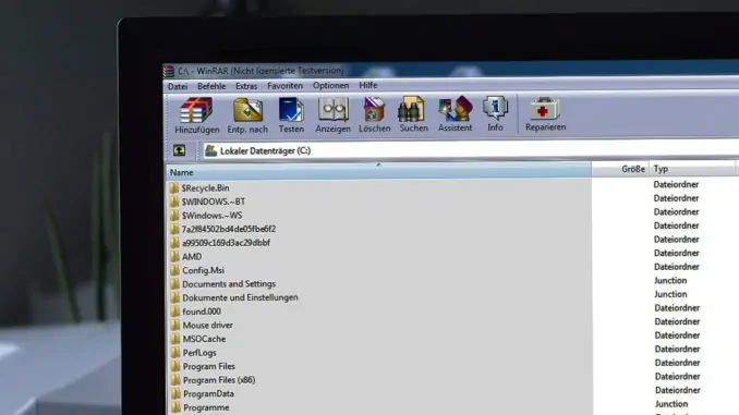 Winrar auf dem Desktop PC