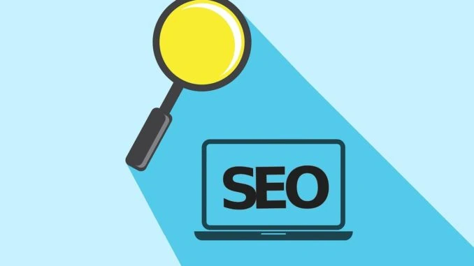 Grafik mit Lupe und SEO Schriftzug