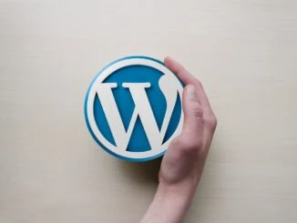 Wordpress Logo in der Hand