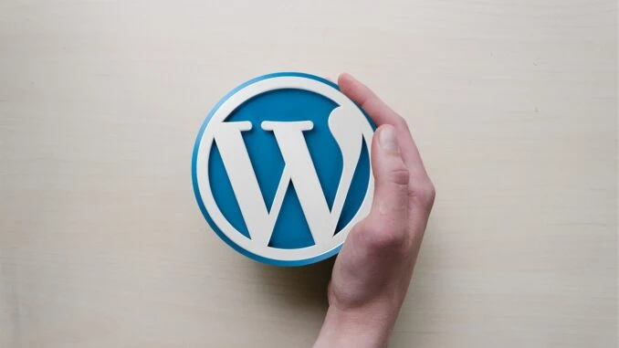 Wordpress Logo in der Hand